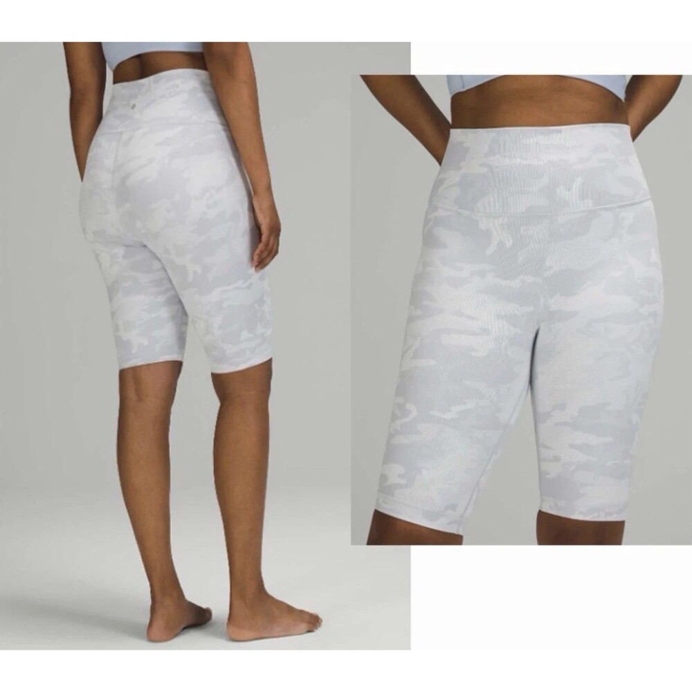 Lululemon Wunder Under Short 10” *Ribbed Size 8 Luxtreme Yoga Gray Bike Shorts - Picture 1 of 8